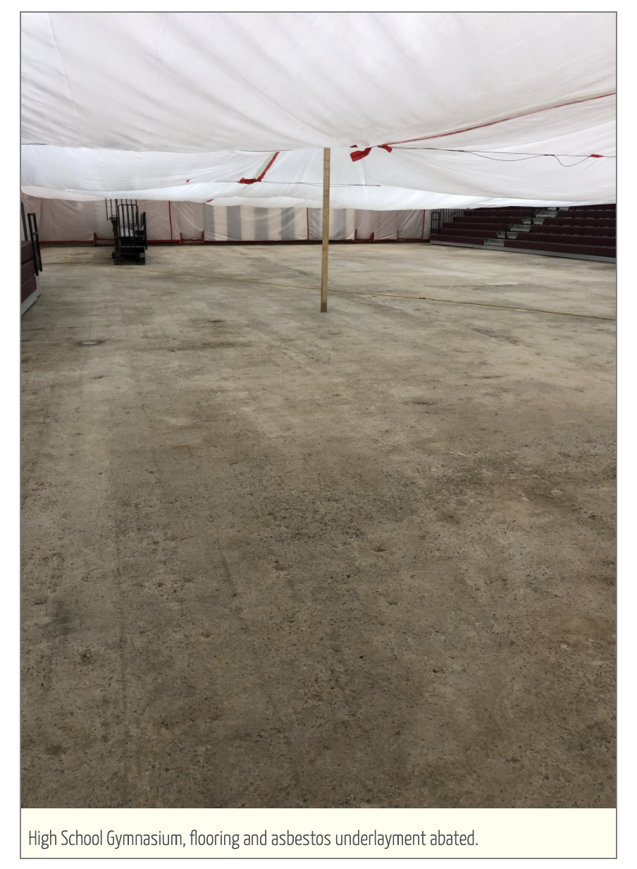 High school gymnasium flooring and asbestos underlayment abated